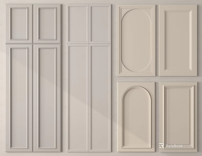 Elegant Interior Wall Panels With Different Decorative Shapes And White Finish Design 3d model 