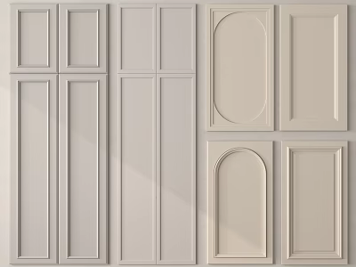 Elegant Interior Wall Panels With Different Decorative Shapes And White Finish Design 3d model