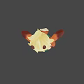 3D Game Movie Character With Blonde Hair Green Eyes Red Ears Body White Chest Fur