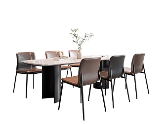 Modern Dining Table and Chair 3d model