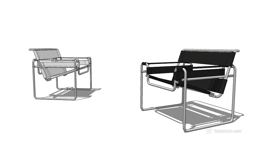 Modern Leisure Chair With Sleek Metal Frame And Black White Design 3d model 