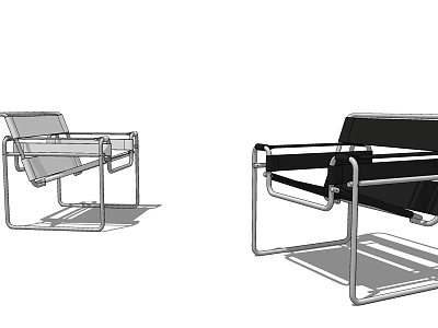 Modern Leisure Chair With Sleek Metal Frame And Black White Design 3d model