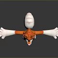 Game and Movie Character Orange White Cat with Green Eyes Standing Pose and Outstretched Arms