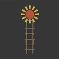 Wooden Multi Layer Shelf Stand With Sunflower Decoration And Red Arrow