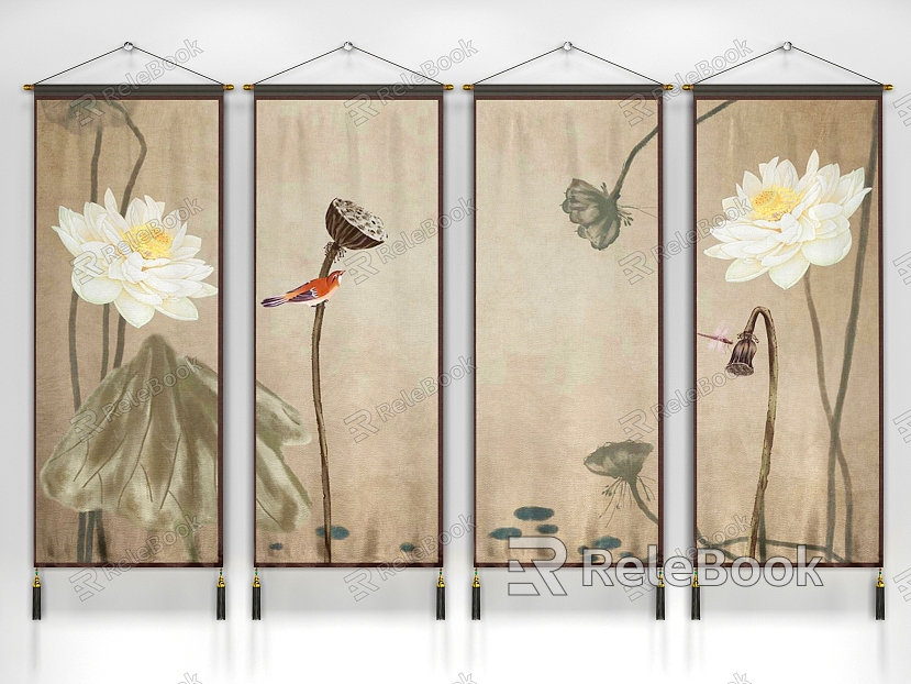 New Chinese Plant Painting Decorative Painting model