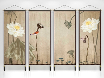 New Chinese Plant Painting Decorative Painting model