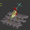 Gray Stone Steps With Red Haired Horned Character Sitting And Holding Spear