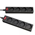 Black Power Strip Featuring Red Switch And Multiple Sockets For Home Office Use 3d model