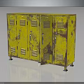 Yellow Rusty Metal Locker With Numbered Doors And Rust Spots For Hardware Tools Storage 3d model