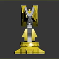 Yellow Game Movie Mechanical Character With Gray Accents And Robotic Structure Design