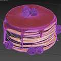 Two Delicious Stacked Pancake Cakes Topped With Chocolate Drizzle And Fresh Blueberries
