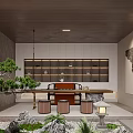 Elegant Modern Living Dining Area With Glass Chandelier Round Mirror And Sofa