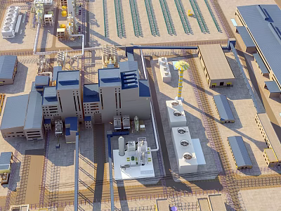 Large Industrial Factory Complex With Multiple Buildings Equipment Pipeline Systems And Infrastructure Layout 3d model