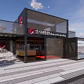 Innovative Container Building Featuring Bar Counter And Outdoor Seating 3d model