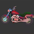 Red Cruiser Motorcycle With Black Seat And Silver Exhaust Parts On Floor Reflection