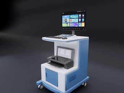 Efficient Mobile Medical Cart With Display Screen Worktop And Storage Cabinet 3d model