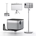 Projection Monitoring Equipment With Projectors Screens And Stand Mounted Devices Setup