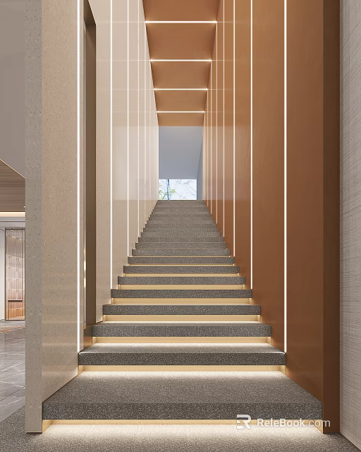 Modern Bedroom Interior With Warm Lighting And Marble Accent Design Elements 3d model