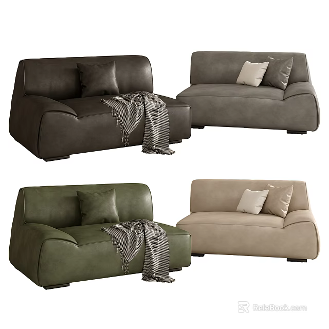 Modern Single Sofa Designs in Various Colors with Decorative Pillows and Throws 3d model