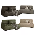 Modern Single Sofa Designs in Various Colors with Decorative Pillows and Throws 3d model