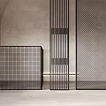 Modern Metal Room Dividers With Grid Pattern Vertical Slats And Geometric Design 3d model