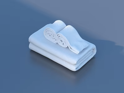 Soft White Cotton Towels Neatly Folded With Absorbent Texture For Daily Use 3d model