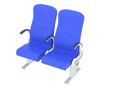 Blue Airport Two Seat Chairs With Ergonomic Backrest And Armrests 3d model