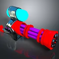 Sci Fi Weapon Design With Red Cylinder Purple Components Silver Accents And Blue Glowing Part