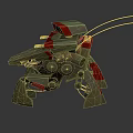 Mechanical Robot Character With Insect like Legs Red Green Armor And Antennas