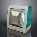 Retro Computer Monitor With Beige Blue Design Fish Logo Heart Detail And Blue Label