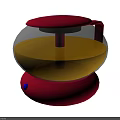 Red Electric Kettle with Transparent Glass Body Red Base Handle and Blue Indicator Light