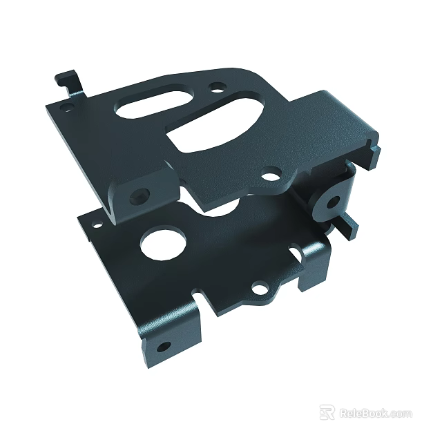Black Metal Mechanical Bracket With Multiple Holes And Mounting Structure 3d model 