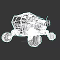 Black And Orange Planetary Exploration Rover With Large Wheels And Mechanical Design 3d model