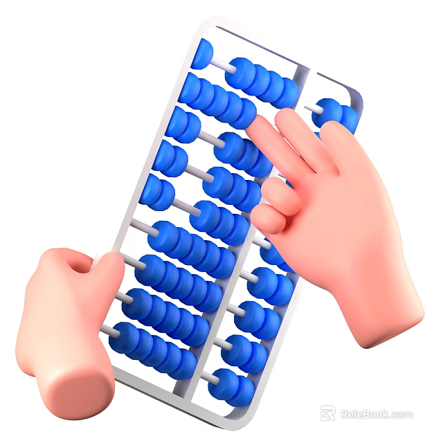 Hands Operating Blue Beaded Abacus Traditional Counting Tool For Daily Life 3d model 