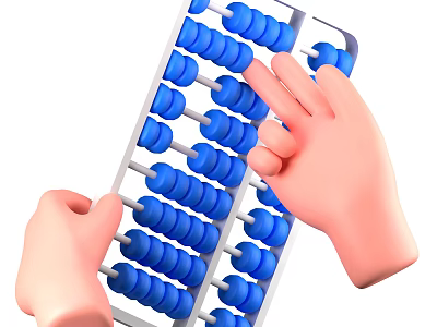 Hands Operating Blue Beaded Abacus Traditional Counting Tool For Daily Life 3d model