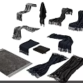 Various Colored Scarves And Soft Gray Carpet For Home Decoration Textiles