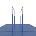 Gymnastics Training Sports Equipment With Blue Mats And White Parallel Bars