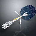 Cartoon Scene Of Spacecraft With Solar Panels And Mechanical Structure In