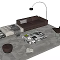 Modern Italian Sofa Combination Sofa Coffee Table Combination Modular Sofa Leather Sofa Minotti Sofa Leisure Chair Low Stool Marble Coffee Table 3d model