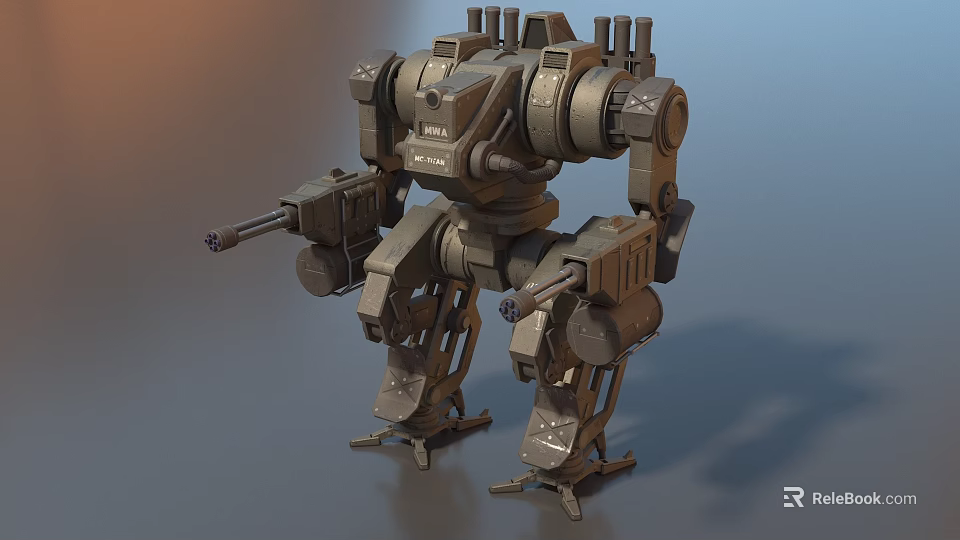 Smart Machine Mechanical Robot With Combat Weapons And Heavy Armor Design 3d model 