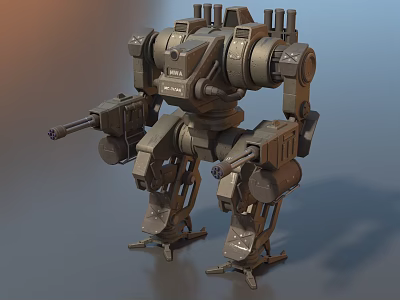 Smart Machine Mechanical Robot With Combat Weapons And Heavy Armor Design 3d model