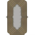 Home Interior Decorative Mirror With Scalloped Gold Frame And Reflected Outdoor View
