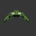 Green Mechanical Component With Geometric Structure Shiny Surface And Black Supports