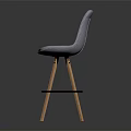 Modern White Upholstered Bar Stool With Wooden Legs And Black Metal Footrest