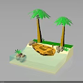 Tropical Natural Scene With Palm Trees Small Boat Calm Water And Rocks
