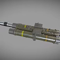 Military Dual Tube Missile Launcher With Green Body Silver Tips And Yellow Stripes