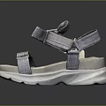Women's Light Gray Fabric Strap Sandals With Comfortable Thick Sole And Sporty Design