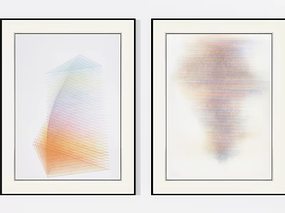 Two Framed Abstract Paintings with Geometric Shapes and Colorful Lines Modern Wall Art 3d model