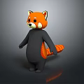 Cute 3D Red Panda Model With Orange Black Fur Standing Pose And Bushy Tail