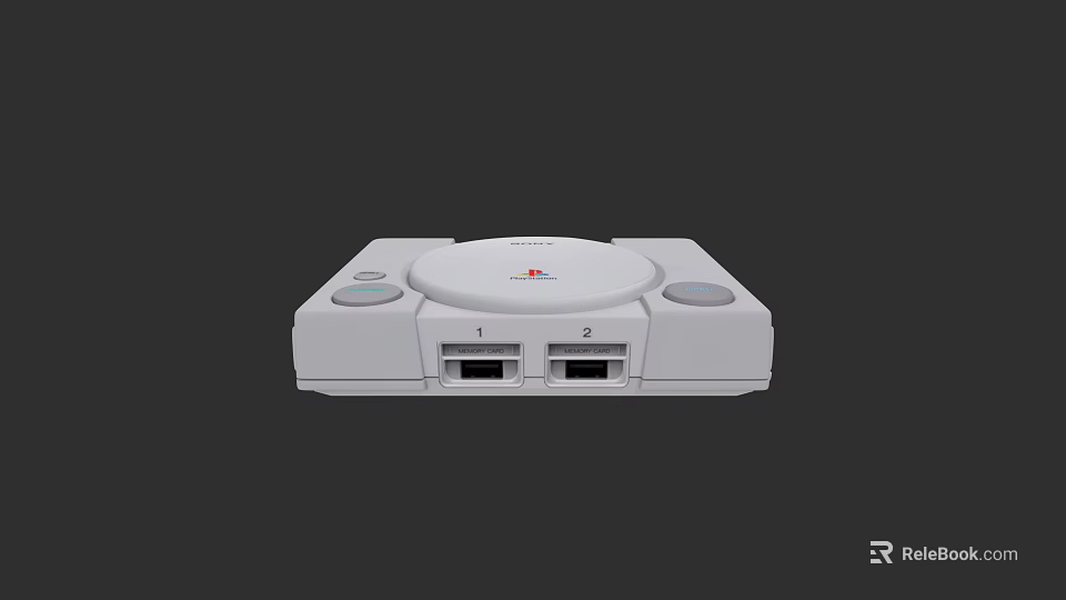 White Classic PlayStation Console As Entertainment Electronics With Gaming Controller Ports 3d model 
